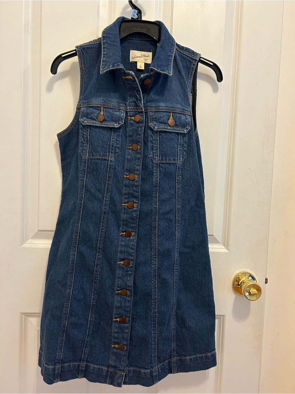 Universal Thread Dark Blue Denim Button-Front Sleeveless Dress